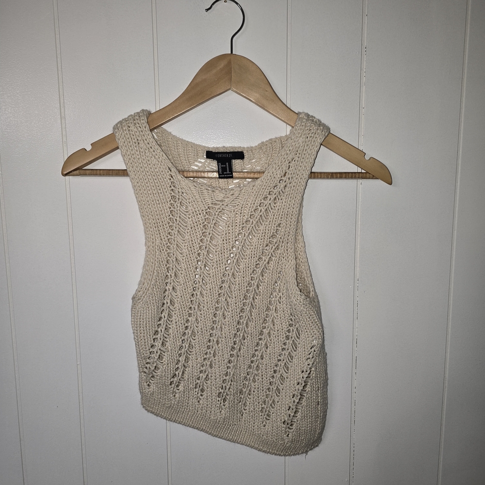 Forever 21 Beige Crochet Knit Tank Top
